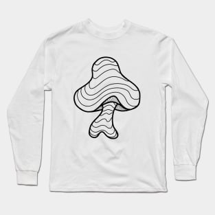 The Perfect Magic Mushroom: Trippy Wavy Black and White Contour Lines Long Sleeve T-Shirt